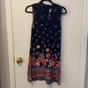 Navy floral sheath dress